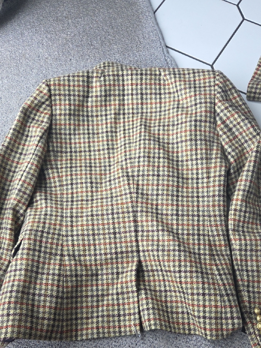 J. Crew Size 8 Reagent Houndstooth Tweed Blazer in Olive, Navy & Rust - Picture 5 of 9